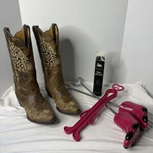 Laredo Women's Leather Western Boots Jasmine Taupe/Brown 8.5